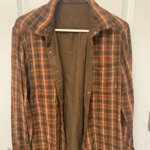 Merrell men’s flannel reversible plaid/brown long sleeve shirt